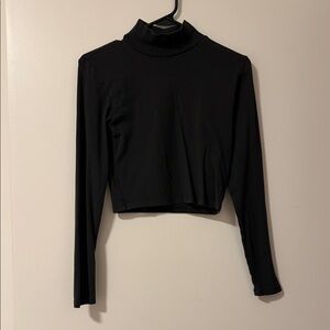 Zara Black Long-Sleeve Crop Turtleneck
